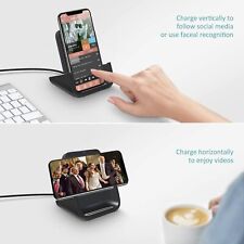Qi Charger, 10W Wireless Charging Stand Dock Cordless (Black)