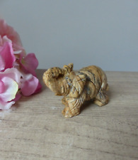 Figurine miniature éléphant en pierre sculptée à la main, collection, cadeau