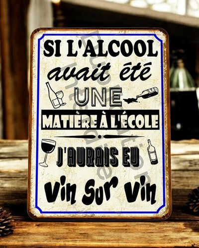 Plaque métal vintage - vin, sur