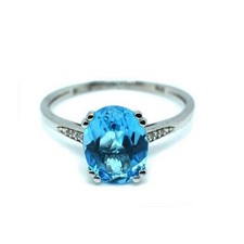 Bague solitaire topaze bleue