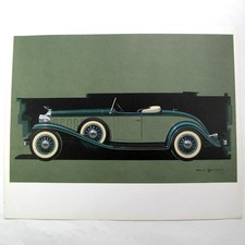 Lithographie Paul Bracq 1970 Cadillac V-12 roadster années 1930 L'Automobile