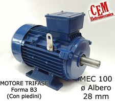Moteur Électrique Triphasé 400 V HP 3 - Kw 2,2 - 4 Pôles 1400 Tours Mec 100 B3