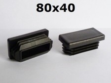 80x40 bouchon embout cap pour tube rectangulaire plastic PVC NOIR