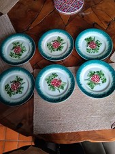  6 assiettes à dessert barbotine – Faïence de Pexonne -Les raisins d’automne