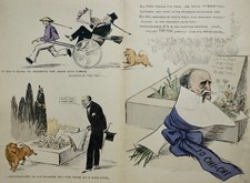 SEM, Berry Wall, chien, pousse-pousse, tombe, caricature originale, chinois