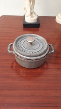 Ancienne Petite COCOTTE FONTE EMAILLE STAUB MI FRANCE  12cm Marmite Vintage