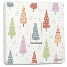 Stika.co Paquet De 2 Scandi Arbres, Noël Imprimé Interrupteur Autocollant Vinyle