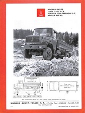 MAGIRUS - DEUTZ / 170 D 15 AK 4X4 TOUS TERRAINS / FICHE TECHNIQUE de 1972