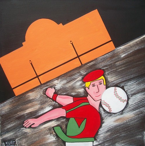 Tableau naif pelote cancha - pelote,