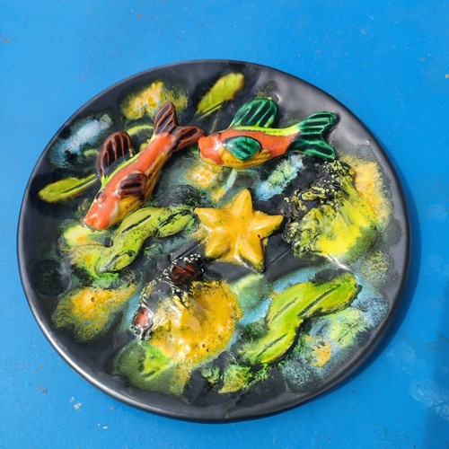 Assiette barbotine poissons - barbotine,