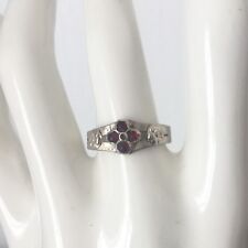 Bague Ancienne XIXè Napoléon III Argent Grenats T52 Victorian Garnet Silver Ring