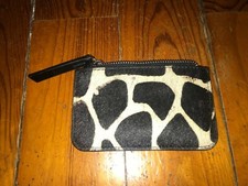 Porte monnaie en peau (poils) avec zip Loxwood marron/beige Motif girafon