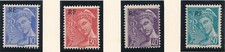 TIMBRE FRANCE 657/660** Mercure Surchargés neuf sans charnière 1944