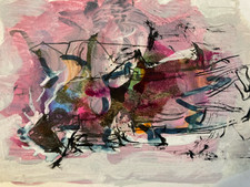 Très Belle Peinture Gouache Papier Abstrait Abstraction Dessin A Identifier 1970