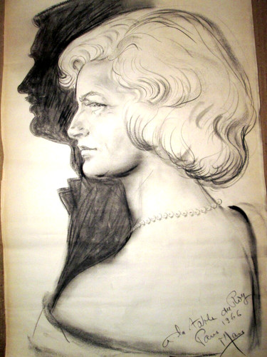 Dessin fusain portrait femme - dessin,