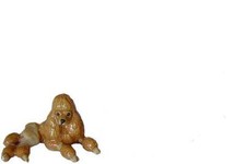 KLIMA Miniature en porcelaine - CHIEN CANICHE ABRICOT COUCHE DOG