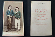 Maje, Brest, les enfants du pêcheur, Plougastel Vintage albumen print CDV.