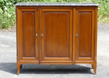 Buffet 3 Portes à Hauteur d'Appui En Acajou Et Marbre, Style Transition, XX ème