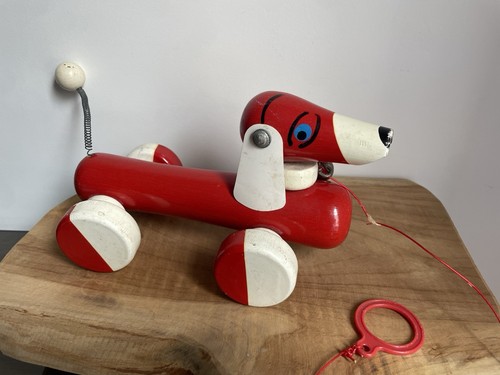 Jouet ancien chien tirer - ancien, À