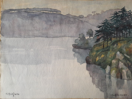 Peinture ancienne signee - , lac