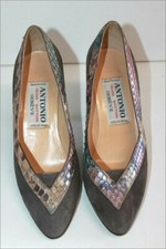 ANTONIO Grand Bottier  Escarpins  Vintage Velours Reptile Nacré T 36.5 TBE