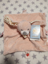 Doudou plat Lapin rose blanc
