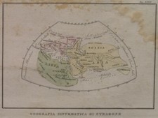 Globe Selon Strabon Coloré Monde Environ 1840