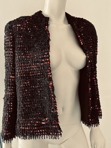 Veste vintage femme - noir, rouge