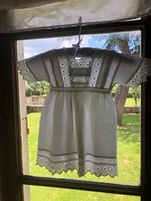 Antique French Victorian Cotton Embroidery Anglaise Baby Babies Dress 3-6 Mths
