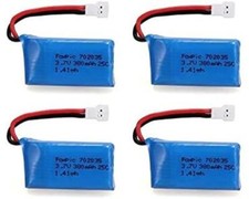 Lot de 4 batteries LiPo 3.7V 380mAh pour accessoires drones HUBSAN X4 & JXD 3...