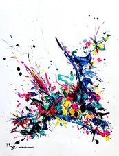 Tableau KSPERSEE peinture abstrait mixed sur papier signe coté drouot