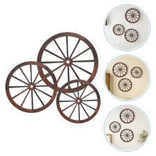  3 Pcs Décoration De Jardin Pour La Roue Chariot Bois Roues Art Mural Rustique