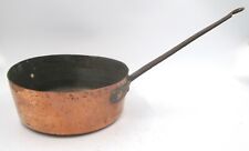 ANTIQUE FRENCH 28cm HANDMADE 2.2 kg HAMMERED COPPER SAUTE PAN TINNED WINDSOR