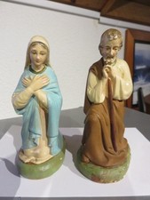 Santons en plâtre Pieraccini "Marie et Joseph" hauteur 13 et 14 cm