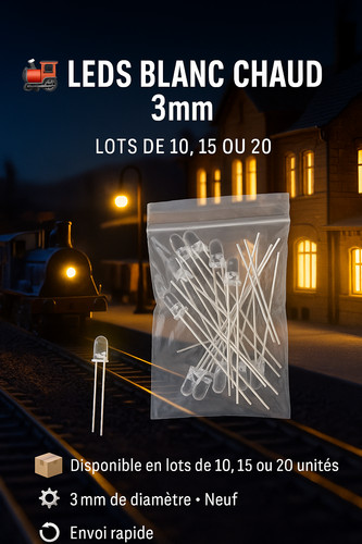 Lot leds 3mm - 3mm, chaud
