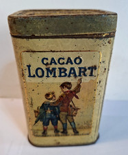 Cacao soluble Lombart boite tôle litho décor écoliers Paris 1900