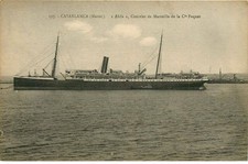 MAROC  CASABLANCA   PAQUEBOT Abda courrier de Marseille de la Cie Paquet