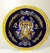 *BELLE ASSIETTE CERAMIQUE de GIEN RENAISSANCE FOND BLEU COLLECTION  VITRINE D