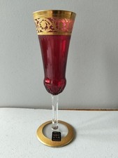 Une Flûte À Champagne En Cristal De Saint-Louis Modèle Thistle OR- Rouge BEG