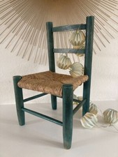 3 ⚜️ Ancienne Petite Chaise Enfant en Bois et Paille Vintage