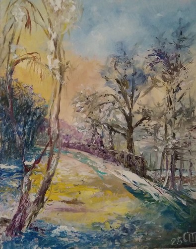 Painting winter morning in - painting, "winter