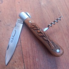 Joli Couteau LE PROVENÇALE CRÉATION G.JULIEN Manche Olivier Sculpté Tire Bouchon