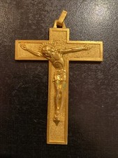 Rare Belle Grande Croix Crucifix  Ancienne En Laiton?? French Antique Cross 8cm