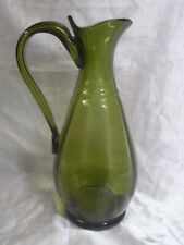 AIGUIÈRE ANCIEN PICHET CIDRE VIN EAU VERRE SOUFFLE COULEUR VERT CARAFE VERSEUSE