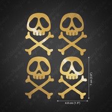 4 stickers 7 cm OR brillant Tête de mort tuning moto casque autocollant albator