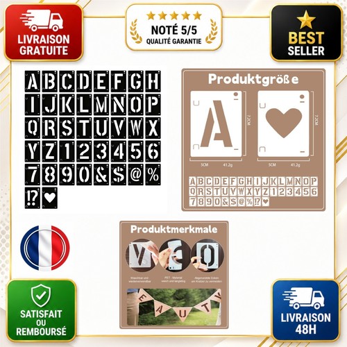 Pochoirs lettres chiffres - lettres,