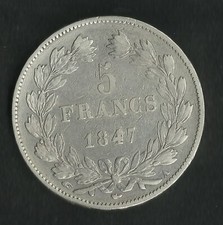 5 Francs Louis Philippe Argent 1847 A ; Qualité