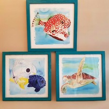 3 tableaux poissons exotiques