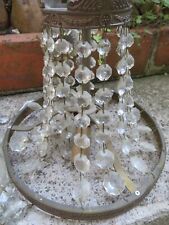 PLAFONNIER LUSTRE-CORBEILLE Napoléon III FEUILLES d'ACANTHE BRONZE & CRISTAL