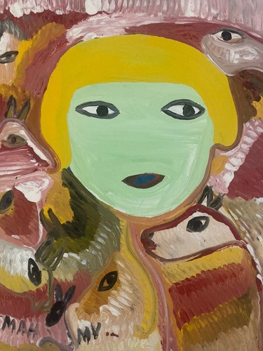 Peinture art brut carton - peinture,